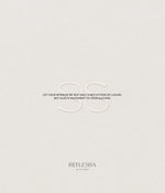 Reflexsa branding card featuring luxury quote and logo for Luna irregular mirror.
