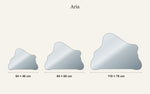 Tamaños del espejo sin marco Aria a escala: 64 × 46 cm, 84 × 60 cm, 110 × 78 cm