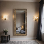 Versailles Majesty Mirror with ornate baroque gold frame in elegant bedroom setting