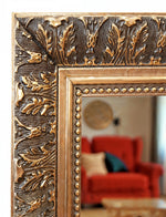 Rustic Gold Flourish Mirror – Ornate Full-Length Mirror with Aged Gold & Dark Baroque Frame - Reflessa - Luxury mirrors