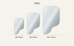 Misure dello specchio senza cornice Stilla in scala: 38 × 64 cm, 50 × 84 cm, 66 × 112 cm