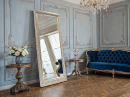 Imperial Bloom Mirror – Hand-Carved Frame in Eco Silver Finish, Natural Wood Elegance - Reflessa - Luxury mirrors