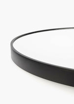Noir Round Mirror with Sleek Black Aluminum Frame.
