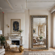 Nocturne Royale Mirror – Elegant Black & Gold Full-Length Wall Mirror | Intricately Carved Eco Frame with Regal Finish - Reflessa - Luxury mirrors