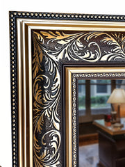 Nocturne Royale Mirror – Elegant Black & Gold Full-Length Wall Mirror | Intricately Carved Eco Frame with Regal Finish - Reflessa - Luxury mirrors