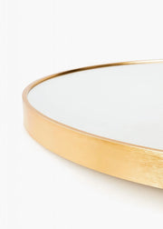 Solaro Round Mirror with brushed gold aluminum frame and modern elegant design