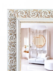 White Elegance Mirror – Large Ornate Full-Length Mirror | White Frame with Intricate Detailing - Reflessa - Luxury mirrors