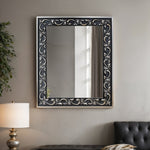 Onyx Scroll Mirror – Ornate Wall Mirror with Black & Silver Baroque Frame - Reflessa - Luxury mirrors