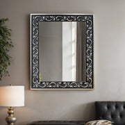 Onyx Scroll Mirror – Ornate Wall Mirror with Black & Silver Baroque Frame - Reflessa - Luxury mirrors