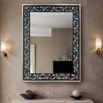 Onyx Scroll Mirror – Ornate Wall Mirror with Black & Silver Baroque Frame - Reflessa - Luxury mirrors