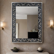 Onyx Scroll Mirror – Ornate Wall Mirror with Black & Silver Baroque Frame - Reflessa - Luxury mirrors