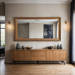 Rustic Gold Flourish Mirror – Ornate Full-Length Mirror with Aged Gold & Dark Baroque Frame - Reflessa - Luxury mirrors