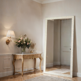 Ivory Opulence Mirror – Ornate Full-Length Wall Mirror with White Hand‑Carved Frame - Reflessa - Luxury mirrors